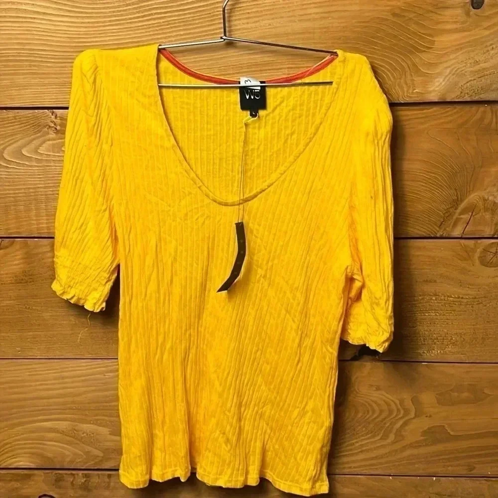 ANTHROPOLOGIE WOMENS NWT W5‎ ORANGE SIZE LARGE TOP SHORT SLEEVE BOHO